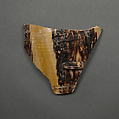 Fragment of a Bowl, Earthenware; purplish black and yellow slip decoration, glazed