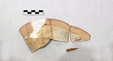 Ceramic Fragment, Earthenware; molded decoration of spirals and dots, green glaze