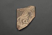Ceramic Fragment, Earthenware; white slip, green slip painting, imitation luster, glazed