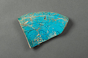Fragment of a Dish, Earthenware; gritty composed body, sgraffito decoration under blue glaze