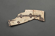Fragments of a Bowl, Earthenware; reddish body,  white slip, purple decoration under glaze