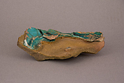 Fragment of a Waster, Earthenware; gritty white body, turquoise blue glaze and black stripes