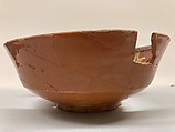 Bowl, Earthenware; reddish brown slip, polychrome slip decoration under glaze