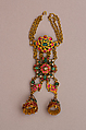 Hand Ornament with Finger Loops and Bracelet (Hathphul), Gold; inset with rubies, emeralds and colorless sapphires