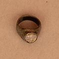 Ring, Silver; set with colorless cabochon stone