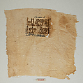 Textile Fragment, Linen; embroidered in silk and gold wrapped thread