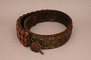 Belt, Leather, brass, carnelians