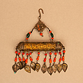 Amulet Case, One of a Pair, Silver, coral, turquoise, glass