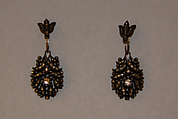 Earring, One of a Pair, Silver and rose cut diamonds