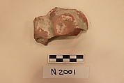 Ceramic Fragment, Earthenware; white slipped, slip-painted under a colorless glaze with green stains