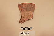 Ceramic Fragment, Earthenware; white slipped, slip-painted under a colorless glaze