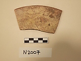 Ceramic Fragment, Earthenware; white slipped, slip-painted under a colorless glaze