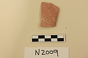 Ceramic Fragment, Earthenware; white slipped, slip-painted under a colorless glaze
