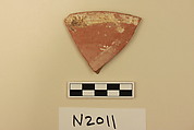 Ceramic Fragment, Earthenware; slipped, slip-painted under a colorless glaze