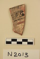 Ceramic Fragment, Earthenware; white slipped, slip-painted under a colorless glaze