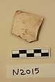 Ceramic Fragment, Earthenware; white slipped, slip-painted under a colorless glaze