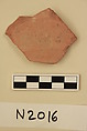 Ceramic Fragment, Earthenware; slipped, slip-painted in green under a yellow glaze