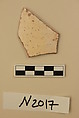 Ceramic Fragment, Earthenware; white slipped, slip-painted