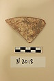 Ceramic Fragment, Earthenware; slipped, slip-painted under a colorless glaze