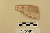 Ceramic Fragment, Earthenware; slipped, slip-painted under a colorless glaze