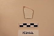 Ceramic Fragment, Earthenware; white slipped, slip-painted under a colorless glaze