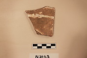 Ceramic Fragment, Earthenware; white slipped, slip-painted under a colorless glaze