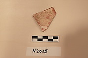 Ceramic Fragment, Earthenware; white slipped, slip-painted under a colorless glaze