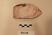 Ceramic Fragment, Earthenware; white slipped, slip-painted under a colorless glaze