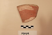 Ceramic Fragment, Earthenware; white slipped, slip-painted under a colorless glaze