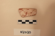 Ceramic Fragment, Earthenware; white slipped, slip-painted under a colorless glaze