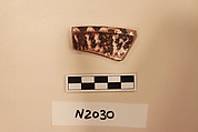 Ceramic Fragment, Earthenware; white slipped, slip-painted under a colorless glaze