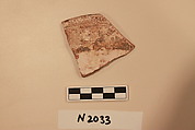Ceramic Fragment, Earthenware; white slipped, slip-painted  under a colorless glaze