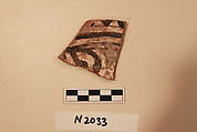 Ceramic Fragment, Earthenware; white slipped, slip-painted  under a colorless glaze