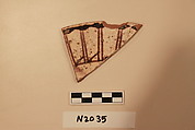 Ceramic Fragment, Earthenware; white slipped, slip-painted under a colorless glaze