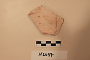 Ceramic Fragment, Earthenware; white slipped under a colorless glaze