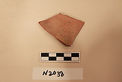 Ceramic Fragment, Earthenware; white slipped, slip-painted  under a colorless glaze