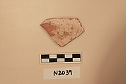 Ceramic Fragment, Earthenware; white slipped, slip-painted under a colorless glaze