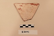 Ceramic Fragment, Earthenware; white slipped, slip-painted under a colorless glaze