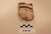 Ceramic Fragment, Earthenware; white slipped, slip-painted  under a colorless glaze