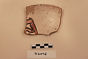 Ceramic Fragment, Earthenware; white slipped, slip-painted under a colorless glaze