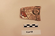 Ceramic Fragment, Earthenware; white slipped, slip-painted under a colorless glaze