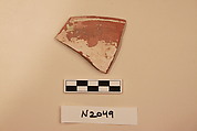 Ceramic Fragment, Earthenware; white slipped, slip-painted in dark brown under a colorless glaze