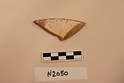 Ceramic Fragment, Earthenware; white slipped, slip-painted under a colorless glaze