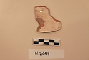 Ceramic Fragment, Earthenware; white slipped, slip-painted under a colorless glaze