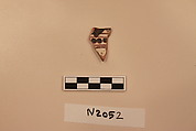 Ceramic Fragment, Earthenware; white slipped, slip-painted in dark brown under a colorless glaze