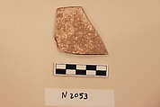 Ceramic Fragment, Earthenware; white slipped, slip-painted under a colorless glaze