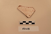 Ceramic Fragment, Earthenware; white slipped, slip-painted under a colorless glaze