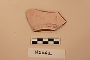 Ceramic Fragment, Earthenware; white slipped, slip-painted under a colorless glaze