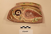Ceramic Fragment, Earthenware; white slipped, slip-painted under a colorless glaze with green stains