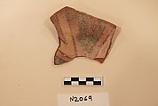 Ceramic Fragment, Earthenware; slipped, slip-painted under a colorless glaze